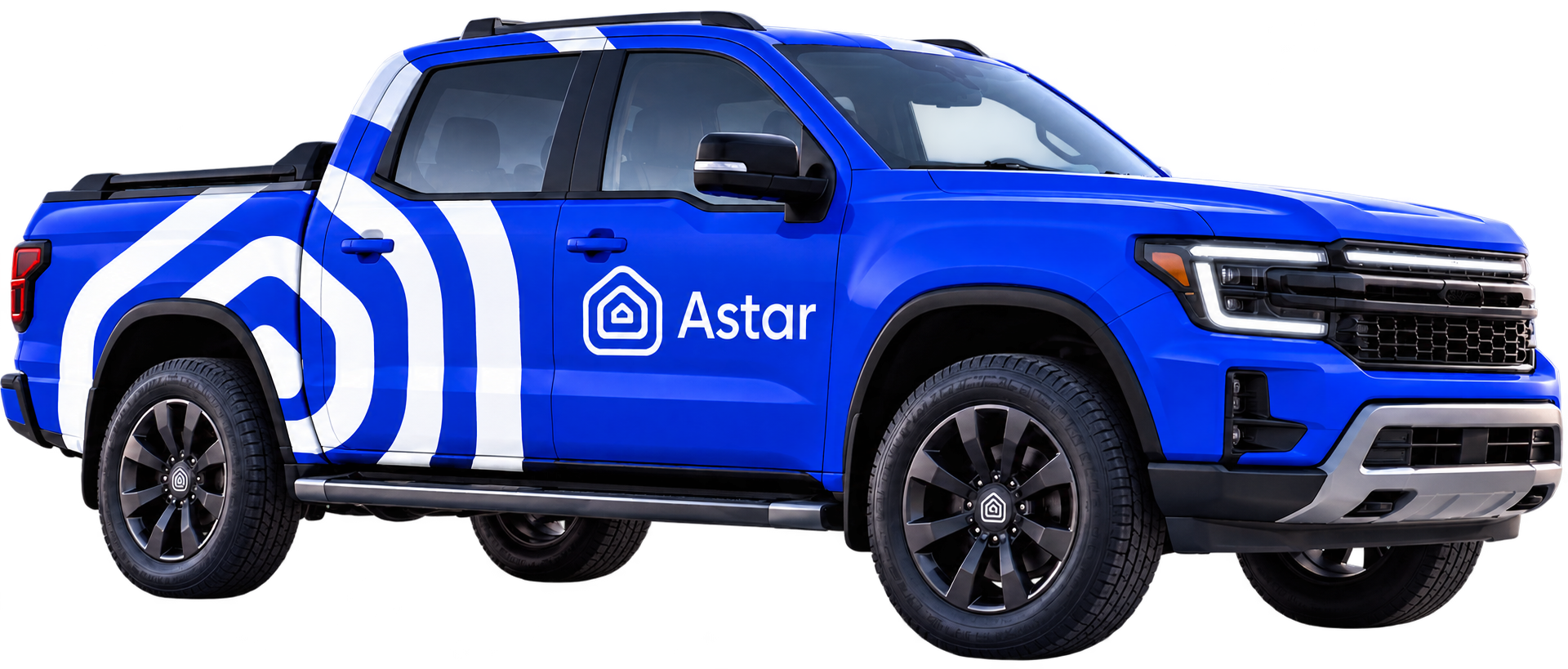 Blue Astar-branded pickup truck